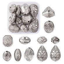 10Pcs Antique Acrylic Beads, Mixed Shape, Antique Silver, 12~22x12~16x12~16mm, Hole: 2~3mm