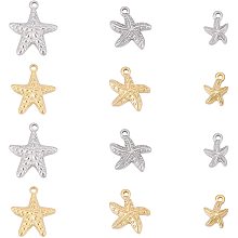 UNICRAFTALE About 12pcs 3 Sizes Starfish Charms Stainless Steel Pendants Golden & Stainless Steel Color Charms Metal Pendant for DIY Necklaces Jewelry Making 14-23mm