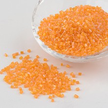 Honeyhandy 11/0 Two Cut Glass Seed Beads, Hexagon, Trans.Colours Rainbow, Orange, Size: about 2.2mm in diameter, about 1344pcs/50g