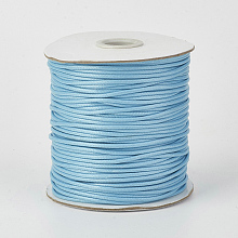 Honeyhandy Eco-Friendly Korean Waxed Polyester Cord, Light Sky Blue, 2mm, about 90yards/roll(80m/roll)