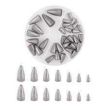 Bullet Weights Sinker, Fishing Weights Sinkers, for Fishing, Platinum, 11~25x6~13mm, Hole: 0.8~2mm; 47pcs/box