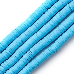 Honeyhandy Handmade Polymer Clay Beads Strands, for DIY Jewelry Crafts Supplies, Heishi Beads, Disc/Flat Round, Dodger Blue, 8x0.5mm, Hole: 2mm, about 350pcs/strand, 15.75''(40cm)