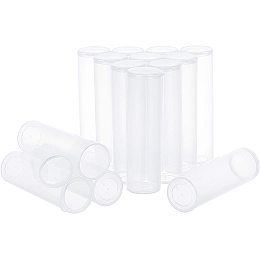 SUPERFINDINGS About 15pcs White Column Transparent 1.22" Plastic Bead Containers with Hinged Lids Flip Cover for Earplugs Pills Herbs Tiny Bead Earring Jewerlry Candy Gifts Party Favor and More