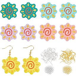 OLYCRAFT 140Pcs 3D Printed Earring Making Kits Sunflower Charm Dangle Earring Making Kit Acrylic Earring Pendants with Brass Earring Hooks and Jump Rings for Earring Jewelry Findings - 5 Color