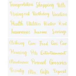 GORGECRAFT 112Pcs Cash Envelope Labels Stickers A6 Budget Binder Labels Gold Words Vinyl Envelope Decals Money Organizer Letter Stickers for Budgeting Saving Challenge Sinking Funds Daily Expenses