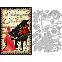 GLOBLELAND Piano Lady Metal Die Cuts Music Note Cut Dies Metal Stencils for DIY Scrapbooking Cards Metal Cutting Die for Scrapbooking Cutting Dies DIY Album Card Making Decor Craft