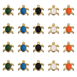 CHGCRAFT 20Pcs 5 Colors Alloy Enamel Beads, Golden, Tortoise, Mixed Color, 8x8x6mm, Hole: 1.6mm, 4pcs/color