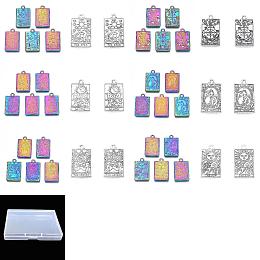 CHGCRAFT 24Pcs 12 Style Rack Plating Alloy Pendants, Rectangle with Tarot Charms, Mixed Color, 23.5x14.5x1.5mm, Hole: 1.8mm, 2pcs/style