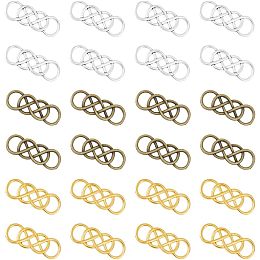 DICOSMETIC 72Pcs Alloy Pendant Connectors Double Infinity Connector Charms Hollow Curved Knot Link Charms Antique Bronze Golden Silver Twist Eternity Link Connector for Jewelry Making
