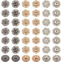 NBEADS 24 Sets 3 Colors Brass Flower Snap Buttons, 30mm Vintage Metal Snap Closures Sew On Press Snap Button Fasteners for Jacket Jeans Leather Craft