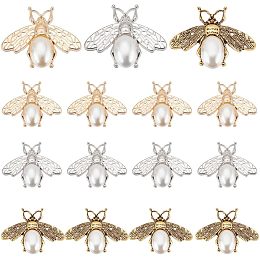 WADORN 12pcs Bees Decorative Buttons, 3 Colors Bees Decoration Buckles Flatback Imitation Pearl Buttons Bee Embellishment Hardware for DIY Craft Clothes Shoes Purse Phone Case Decorative Accessory