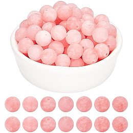 Arricraft About 92 Pcs Frosted Natural Stone Beads 8mm, Natural Pink Jade Round Beads, Gemstone Loose Beads for Bracelet Necklace Jewelry Making ( Pink, Hole: 1mm )