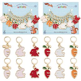 NBEADS 24 Pcs Rabbit Carrot Stitch Markers, Enamel Alloy Crochet Stitch Marker Charms Removable Locking Stitch Marker for Knitting Weaving Sewing Accessories Quilting Handmade Jewelry