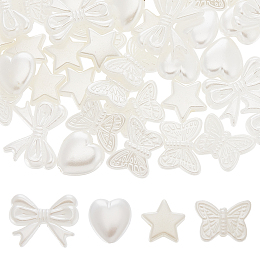 SUNNYCLUE 1 Box 236Pcs 4 Style Bowknot Beads Imitation Pearl Beads Aesthetic Bead Butterfly Heart Star White Plastic Loose Spacer Beads for Jewellery Making Women DIY Bracelet Necklace Charms Craft