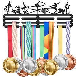 SUPERDANT Fashion Iron Medal Hanger Holder Display Wall Rack, Sports Theme, with Screws, Gymnastic Actions, Butterfly Pattern, 150x400mm