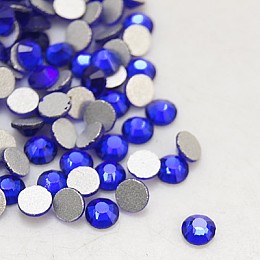 Honeyhandy Glass Flat Back Rhinestone, Grade A, Back Plated, Faceted, Half Round, Cobalt, 6.3~6.5mm, about 288pcs/bag