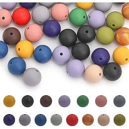 CHGCRAFT 90Pcs 15 Styles 15mm Silicone Beads Bulk Pen Beads Round DIY Silicone Loose Spacer Beads for DIY Necklace Bracelet Earrings Keychain Crafts Jewelry Making