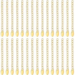 UNICRAFTALE 30 Pcs Curb Chain Extension with Oval Charms 58~68mm End Chains Vacuum Plating Golden Chains Stainless Steel Chain Extension Tails Bracelet Necklace Extension Chain for Jewelry Making