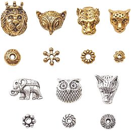 PHPandaHall Elite 280pcs 14 Style Jewelry Spacers Antique Silver Bronze Animal Spacer Beads Tibetan Metal Spacers Jewelry Findings Accessories for Bracelet Necklace Jewelry Making