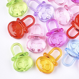 Transparent Acrylic Pendants, Padlock, Mixed Color, 31x21x11mm, Hole: 9mm