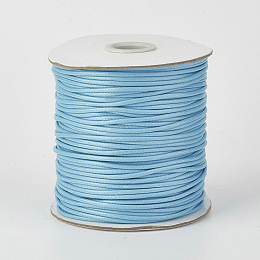 Honeyhandy Eco-Friendly Korean Waxed Polyester Cord, Light Sky Blue, 1mm, about 185yards/roll(555 feet/roll)(169.16m/roll)