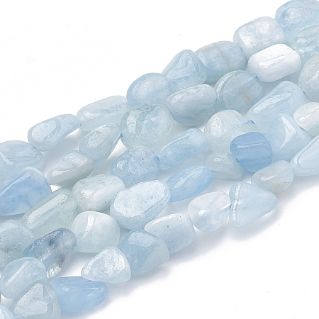 ARRICRAFT Natural Aquamarine Beads Strands, Nuggets, 3~14x2~9x2.5~8mm, Hole: 1mm, about 50~55pcs/strand, 15.94 inches