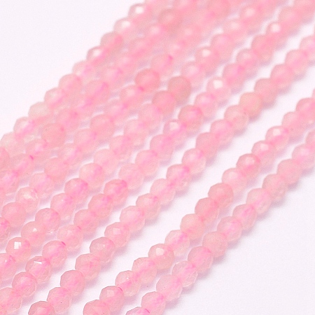 Arricraft Natural Rose Quartz Beads Strands, Faceted, Round, 2~2.5mm, Hole: 0.5mm, about 165pcs/strand, 15.7 inches(40cm)