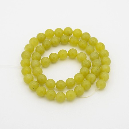 Arricraft Natural Olive Jade Round Bead Strands, 10mm, Hole: 1mm, about 37pcs/strand, 15 inches