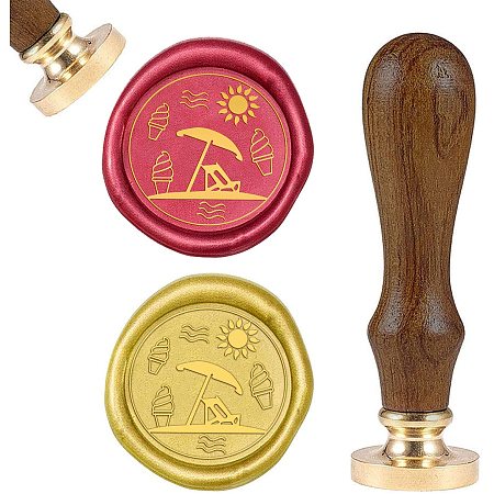 CRASPIRE Wax Seal Stamp 25mm Sun Pattern Sealing Stamp Vintage Brass Head with Removable Wooden Handle for Wedding Letters Gift Invitations Envelopes Packing