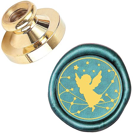 PandaHall Elite Wax Seal Stamp, 25mm Angel Star Retro Brass Head Sealing Stamps, Removable Sealing Stamp for Wedding Envelopes Letter Card Invitations Bottle Decoration