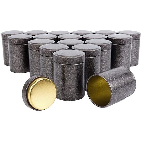 BENECREAT 18 Packs Round Frosted Black Tinplate Cans 2.5x1.8 Cylinder Sealed Tea Tins for Loose Leaf Tea, Coffee Beans, Sugar, Spices and More