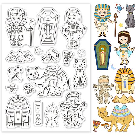 GLOBLELAND Mysterious Egypt Silicone Clear Stamps Transparent Stamps for Birthday Easter Valentine's Day Cards Making DIY Scrapbooking Photo Album Decoration Paper Craft