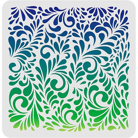 FINGERINSPIRE Floral Swirl All Over Pattern Stencil Template 11.8x11.8 Inch Drawing Stencils Plant Tile Stencils Laser Cut Painting Template for Painting on Wood, Floor, Wall, Fabric