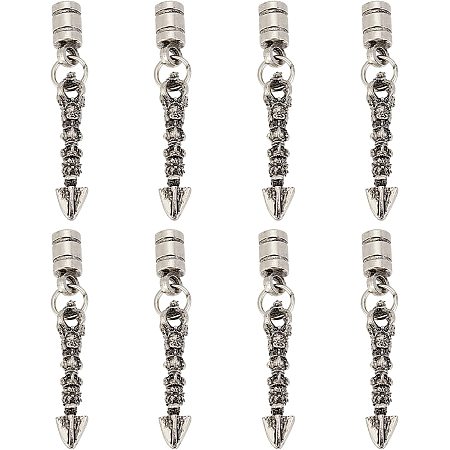CHGCRAFT 8Pcs Alloy Bolo Tie Tips Vintage Bolo Tie Tips for Crafting Jewelry Findings Making Accessory for DIY Bolo tie Necklace Bracelet Antique Silver Inner Diameter 6.5mm