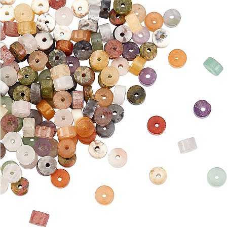 NBEADS 160 Pcs 10 Styles Natural Heishi Stone Beads, Flat Round Stone Beads Disc Spacer Loose Beads for Bracelet Earrings Necklace Jewelry Making DIY Craft
