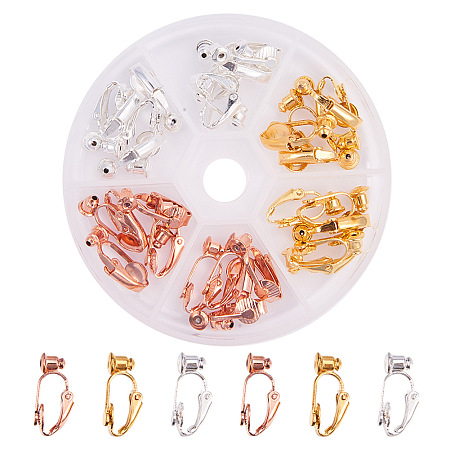 PandaHall Elite 30 Pcs Brass Clip-on Earring Converter Component 19x6x9mm for Non-pierced Ears 3 Colors
