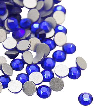NBEADS About 1440pcs/bag Cobalt Glass Flat Back Rhinestone, Half Round Grade A Back Plated Faceted Gems Stones for Nails Decoration Crafts Eye Makeup 4.6~4.8mm