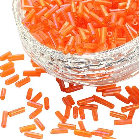 PandaHall Elite 1 Pound 6mm AB Color Long Beading Glass Bugle Seed Beads Tube Spacer Bead with 0.6mm Hole for Earring Bracelet Pendant Jewelry DIY Craft Making, Orange