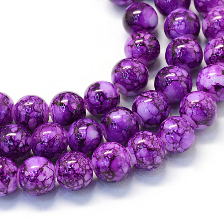 Baking Painted Glass Round Bead Strands, DarkOrchid, 10~10.5mm, Hole: 1.5mm; about 85pcs/strand, 31.4 inches