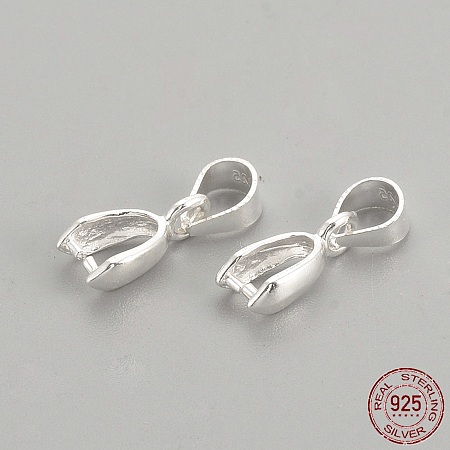 Honeyhandy 925 Sterling Silver Pendants, Ice Pick & Pinch Bails, with 925 Stamp, Silver, 13.5mm, Hole: 4mm, Pin: 0.5mm