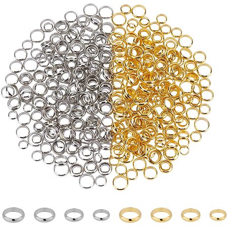 NBEADS Brass Spacer Beads, Rondelle, Platinum & Golden, 5~8x1.5~2mm, Hole: 3.5~6.5mm; 440pcs/box