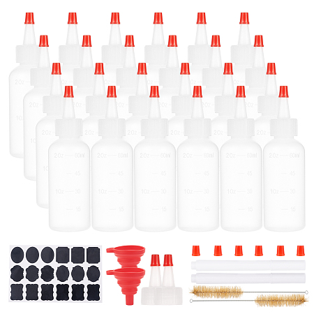 Plastic Graduated Squeeze Bottles, with Red Tip Cap, Durable Squirt Bottle for Ketchup, Sauces, Syrup, Dressings, Arts & Crafts, White, 3.6x9.2cm; Capacity: 60ml