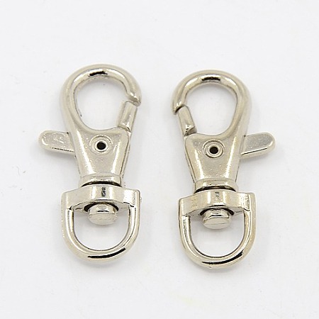 NBEADS 100Pcs Alloy Swivel Lobster Claw Clasps, Swivel Snap Hook, Fine Jewelry Findings, Cadmium Free & Lead Free, Platinum Color
