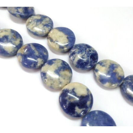 ARRICRAFT Natural Flat Round Sodalite Beads Strands, 20x7~9mm, Hole: 1mm, about 20pcs/strand, 15.74 inches