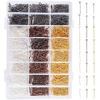 PandaHall Elite 2880pcs 4 Color 6 Size Eye Pins Jewelry Head Pins Open Eyepins Headpins for Charm Beads DIY Necklaces Bracelets Earrings Jewelry Making Pins Supplies