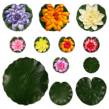 Gorgecraft Artificial Plastic Lotus Leaves, for Aquarium Home Garden Wedding Decoration, Mixed Color, Lotus: 8pcs/set