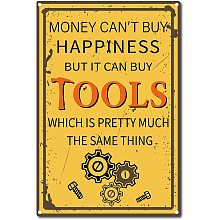 CREATCABIN Metal Vintage Tin Sign Money Can't Buy Happyness But It Can Buy Tools Wall Decor Decoration for Home Wall Art Kitchen Bar Pub Room Farm Garage Vintage Retro Poster Plaque 12 x 8inch