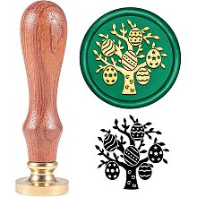 ARRICRAFT Wax Seal Stamp Easter Theme Tree Eggs Pattern Seal Stamp with 1.2" Replaceable Brass Head Wooden Handle for Easter Party Invitation Envelope Gift Card Decoration