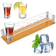 BENECREAT 6 Holes Acrylic Shot Glasses Holders, 11.4x2.64x2inch Wine Shot Glass Server for Family Party Bar Pub, Inner Diameter: 38mm