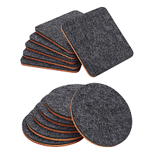 BENECREAT 12Pcs 2 Style Two Sided Absorbent Felt Coasters 10x10cm 6mm Thick Square and Flat Round Drink Coasters for Furniture Table Protect